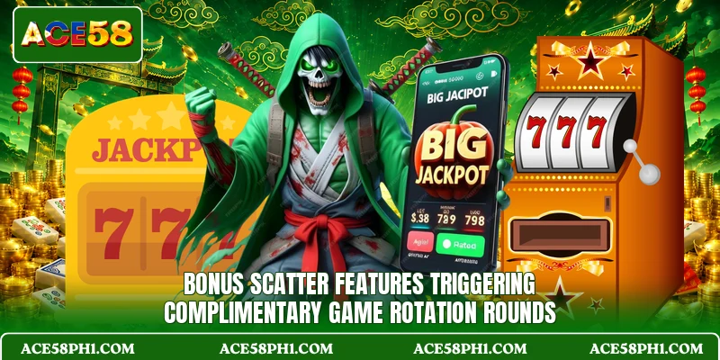 Bonus scatter features triggering complimentary game rotation rounds